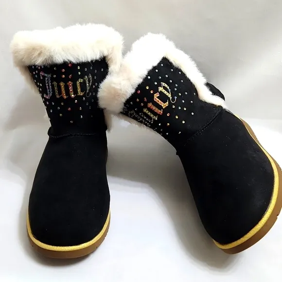 Juicy Couture Claremont Cozy Faux Fur Glitter Winter Boots (big girls size 5)