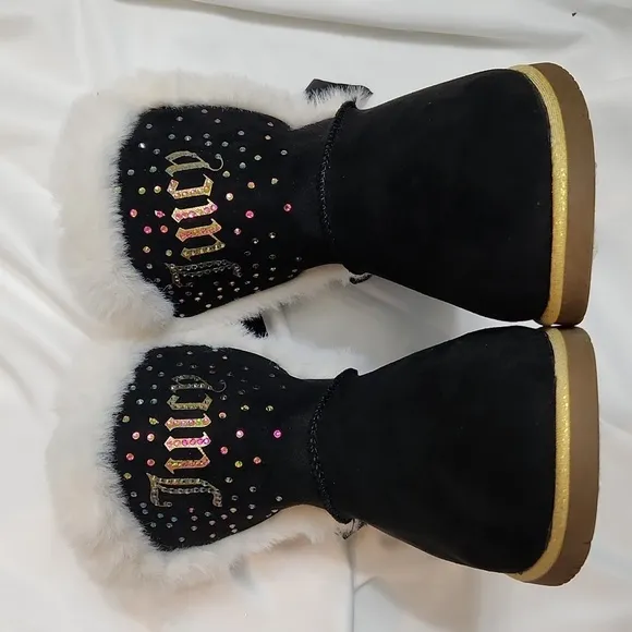 Juicy Couture Claremont Cozy Faux Fur Glitter Winter Boots (big girls size 5)