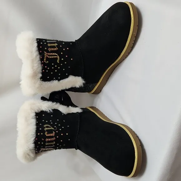 Juicy Couture Claremont Cozy Faux Fur Glitter Winter Boots (big girls size 5)