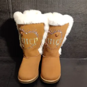 Juicy Couture Kids' Tan Boots with White Fur Trim