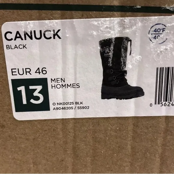 Kamik Men’s Canuk Black Insulated Winter Boots Size 13M