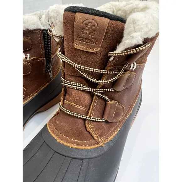 Kamik Simona Mid Winter Boot Womens Sz 6 Waterproof Classic Dark Brown Leather