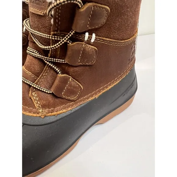 Kamik Simona Mid Winter Boot Womens Sz 6 Waterproof Classic Dark Brown Leather