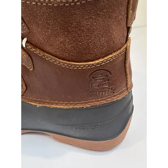 Kamik Simona Mid Winter Boot Womens Sz 6 Waterproof Classic Dark Brown Leather