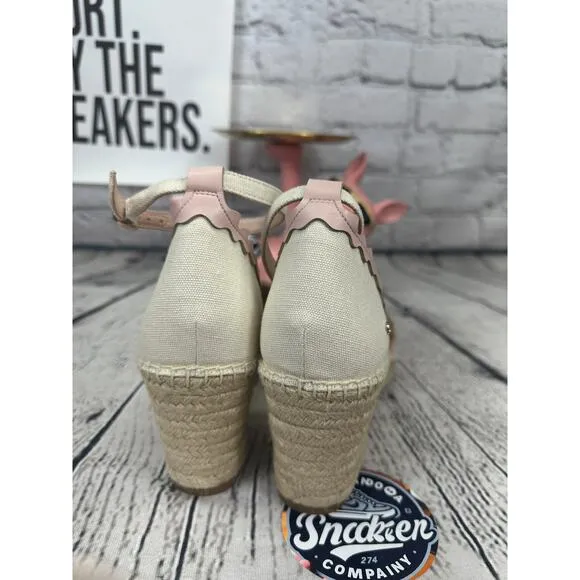 Kate Spade Espadrille Wedge Thea Sandals Shoes Womens Size 9 Canvas Leather NEW