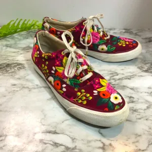 Keds x Rifle Paper Co. Anchor Vintage Blossoms Sneakers Floral Burgundy W Size 7