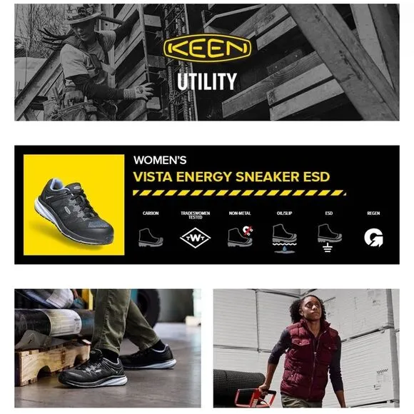 KEEN Utility Women's Vista Energy Composite Toe Industrial Work‎ Safety Shoes 7M
