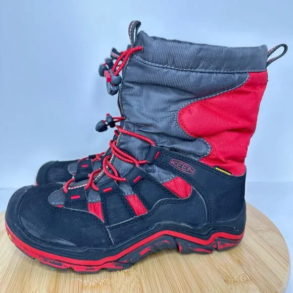 Keen Winterport II Waterproof Boots Red Black Gray Big Kids Size 3