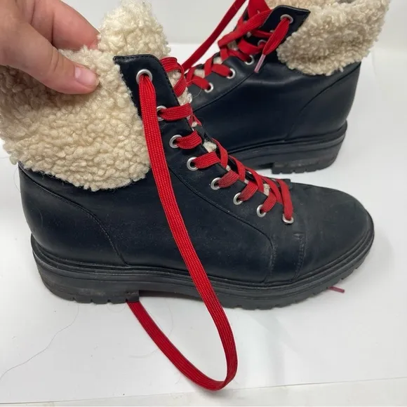 Kenneth Cole Women's Rhode Faux-Fur Waterproof Combat Boots 9.5