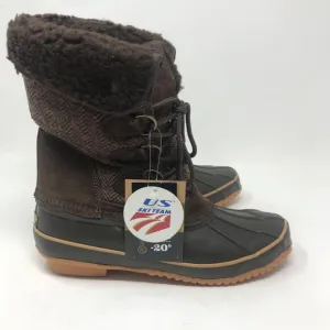 Khombu Corrine Brown Herringbone Wool Winter Lace Up Duck Snow Boots Size 7
