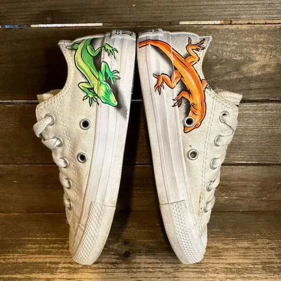 Kids Converse CTAS Leapin' Lizard Low Canvas Casual Sneakers Shoes Size 12 C GUC