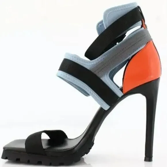 💥KILLER DESING!💥EDGY-CHIC STILETTO HEEL BUCKLED VIING SANDAL