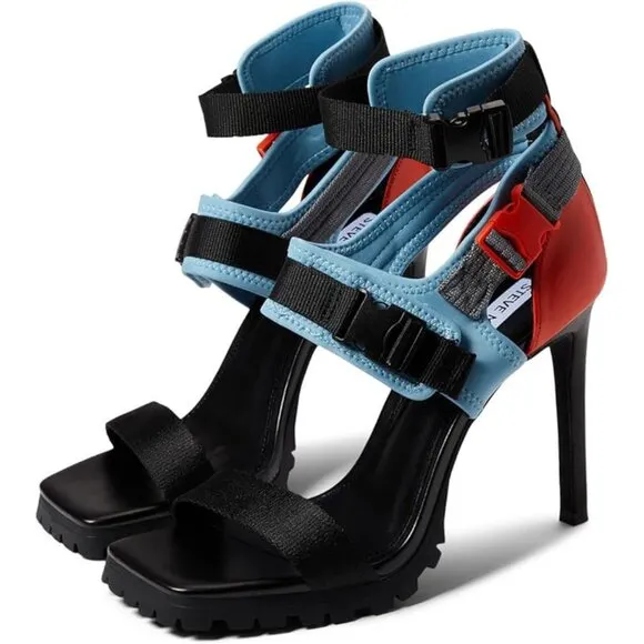 💥KILLER DESING!💥EDGY-CHIC STILETTO HEEL BUCKLED VIING SANDAL