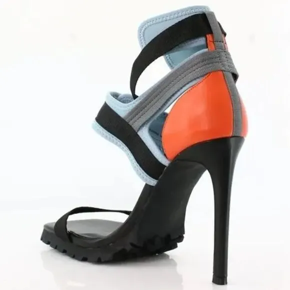 💥KILLER DESING!💥EDGY-CHIC STILETTO HEEL BUCKLED VIING SANDAL