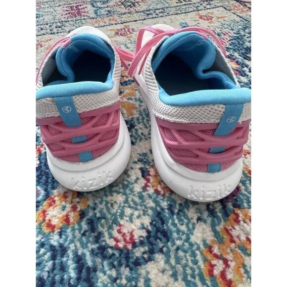 Kizik Athens Cupcake Kids Girls 5.5Y Sneakers Shoes White Pink Blue Hands Free