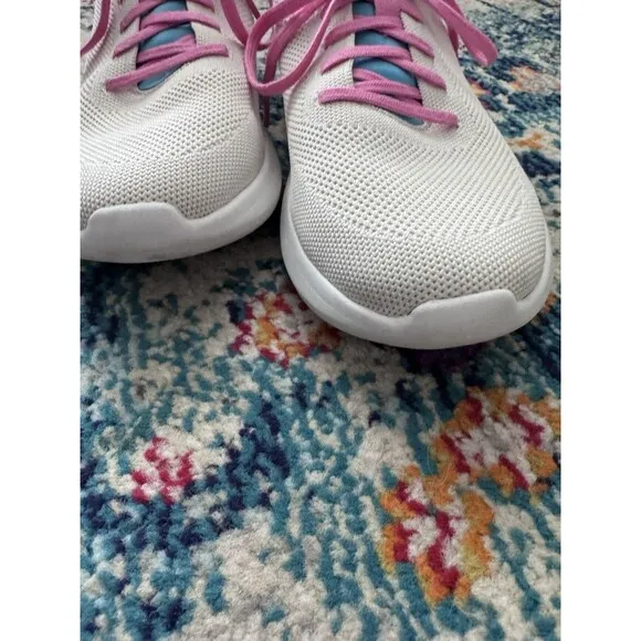Kizik Athens Cupcake Kids Girls 5.5Y Sneakers Shoes White Pink Blue Hands Free