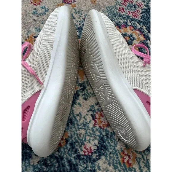 Kizik Athens Cupcake Kids Girls 5.5Y Sneakers Shoes White Pink Blue Hands Free
