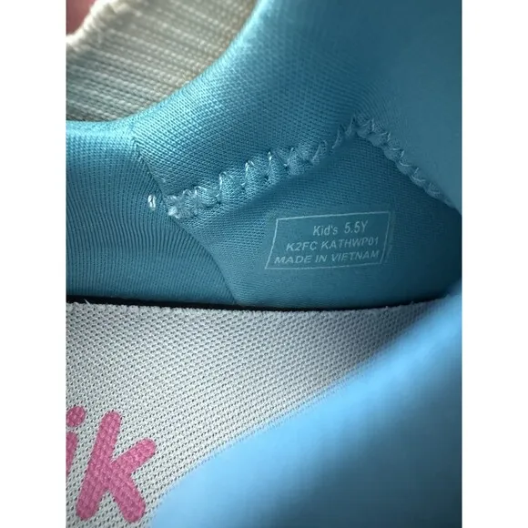 Kizik Athens Cupcake Kids Girls 5.5Y Sneakers Shoes White Pink Blue Hands Free