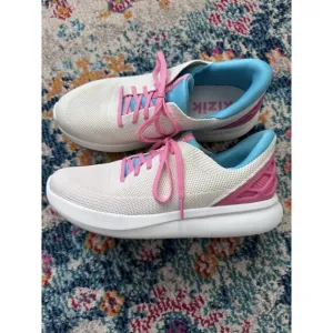 Kizik Athens Cupcake Kids Girls 5.5Y Sneakers Shoes White Pink Blue Hands Free