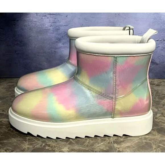 KOOLABURRA BY UGG KOOLA Clear Mini Pastel Ankle Boots 1131353 Faux Fur