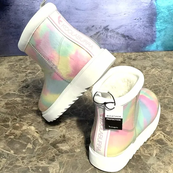 KOOLABURRA BY UGG KOOLA Clear Mini Pastel Ankle Boots 1131353 Faux Fur