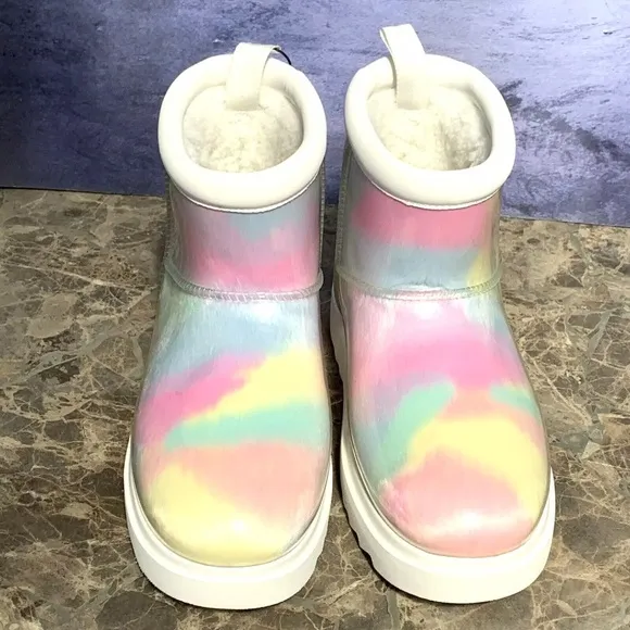KOOLABURRA BY UGG KOOLA Clear Mini Pastel Ankle Boots 1131353 Faux Fur