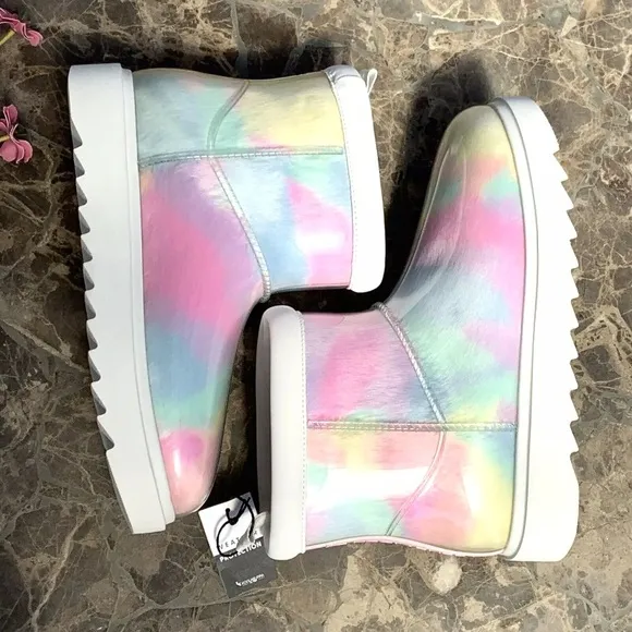 KOOLABURRA BY UGG KOOLA Clear Mini Pastel Ankle Boots 1131353 Faux Fur