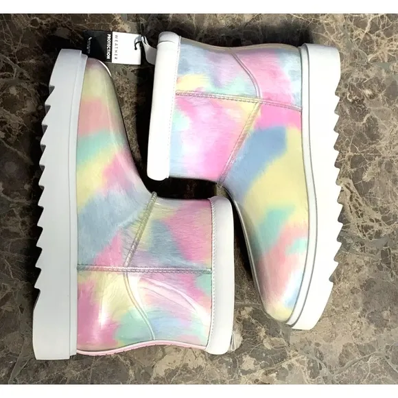 KOOLABURRA BY UGG KOOLA Clear Mini Pastel Ankle Boots 1131353 Faux Fur