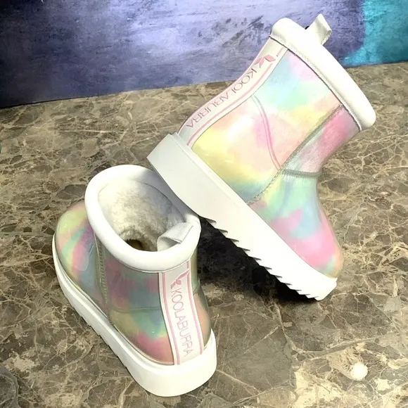 KOOLABURRA BY UGG KOOLA Clear Mini Pastel Ankle Boots 1131353 Faux Fur
