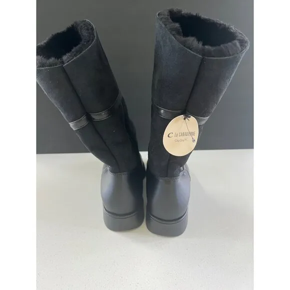 La Canadienne Heritage Women's Harlan Asymmetrical black leather Boots size 7.5