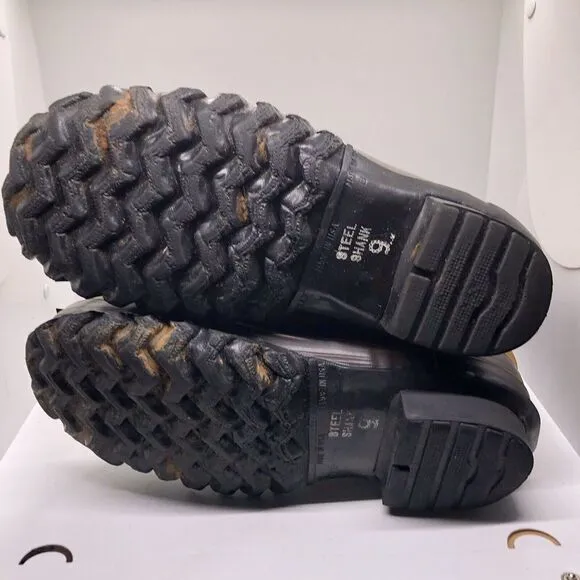 La Crosse Vintage Safety Boots Steel Toe Insulated Leather Rubber Lace Up Size 9