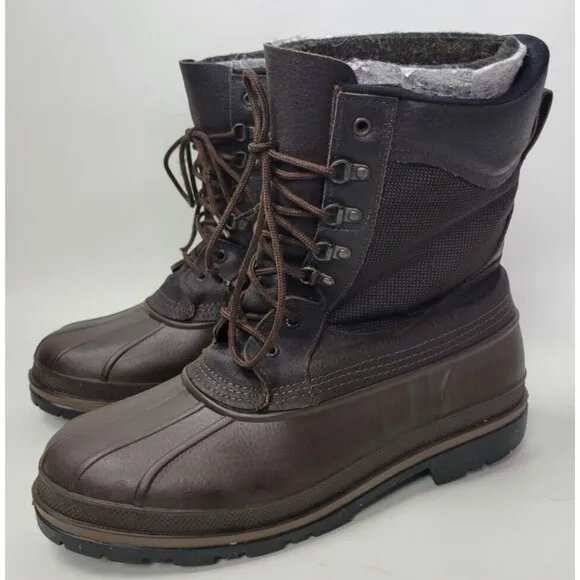LaCrosse Mens Insulated Leather &amp; Rubber Duck Boots Brown 11