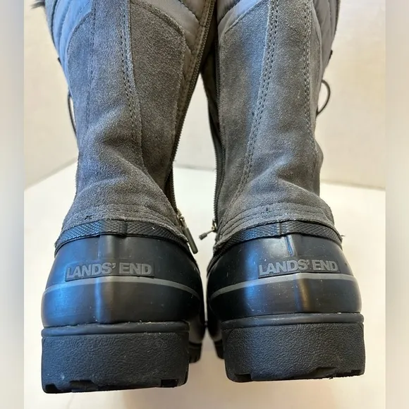 Lands End Squall insulated winter boots w/gray faux fur Thermolite Sz-9-1/2B.  H