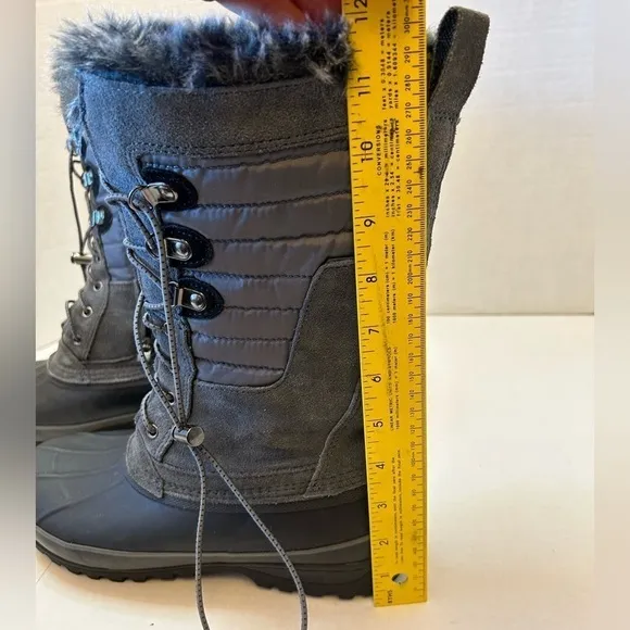 Lands End Squall insulated winter boots w/gray faux fur Thermolite Sz-9-1/2B.  H