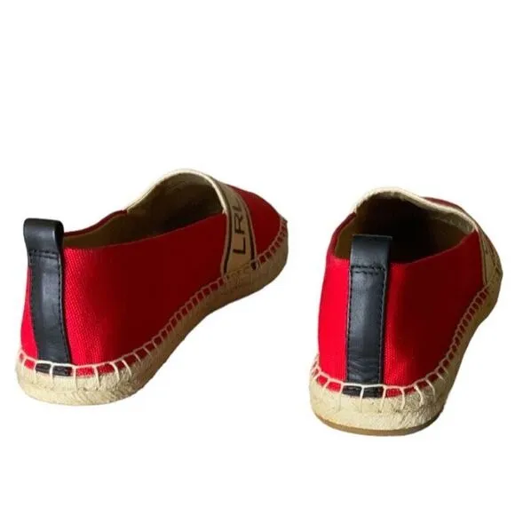 Lauren Ralph Lauren Caylee Canvas Espadrille Flats Women's Size 8.5M Red Shoes