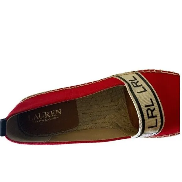 Lauren Ralph Lauren Caylee Canvas Espadrille Flats Women's Size 8.5M Red Shoes