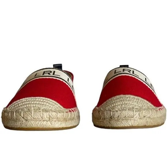 Lauren Ralph Lauren Caylee Canvas Espadrille Flats Women's Size 8.5M Red Shoes
