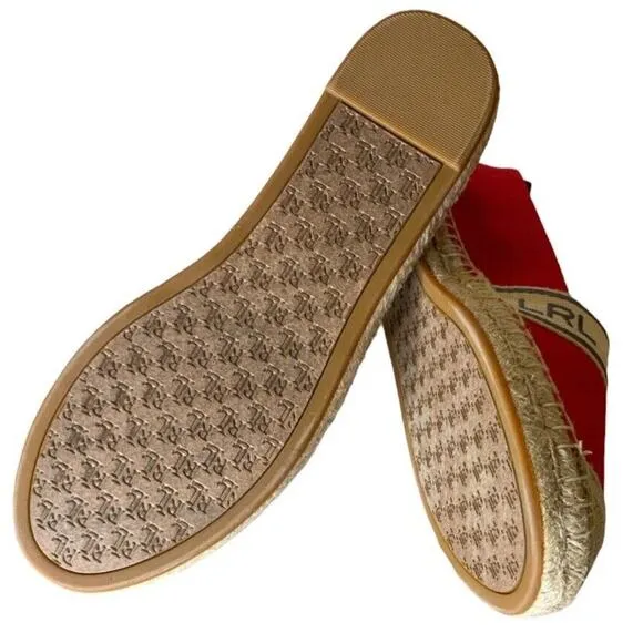 Lauren Ralph Lauren Caylee Canvas Espadrille Flats Women's Size 8.5M Red Shoes