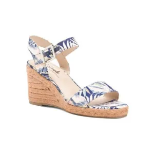 Lifestride Womens Blue Tan Floral Comfort Ankle Strap Wedge Sandals Sz 9 NIB