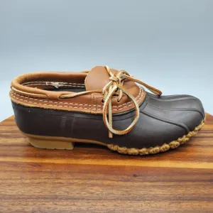 LL Bean Boots Women's 7 Brown Leather Rubber Waterproof Rain Low Duck Lace Up