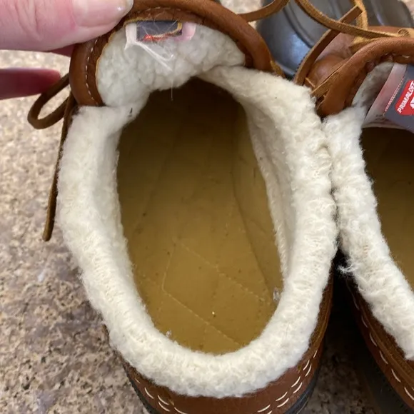 L.L. Bean Fuzzy Lined Upper Rubber Leather Moc 6 M CM Low Duck