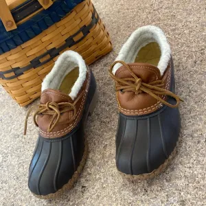 L.L. Bean Fuzzy Lined Upper Rubber Leather Moc 6 M CM Low Duck