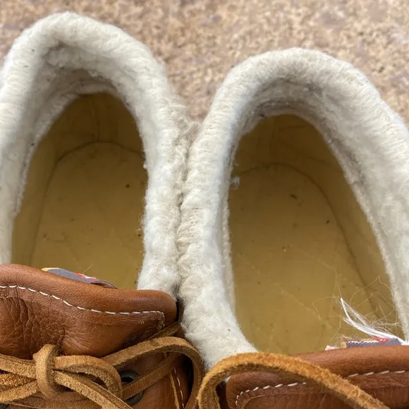 L.L. Bean Fuzzy Lined Upper Rubber Leather Moc 6 M CM Low Duck