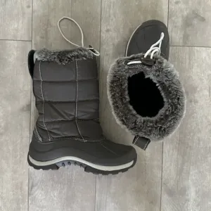 LL Bean Girls Size 1 Primaloft Insulated Brown Boots, Quilted, 11” like new