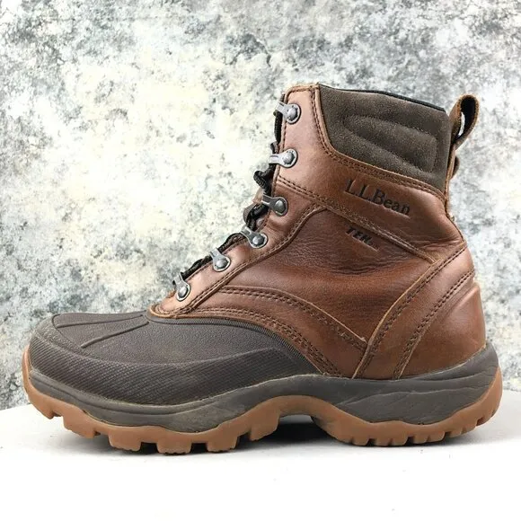 LL Bean Men's 7 MED Storm Chaser Brown Leather Primaloft 200g Insulated Boots