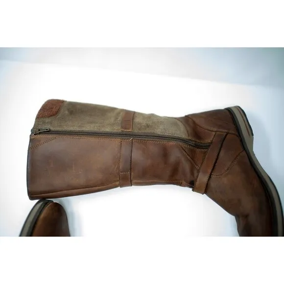 LL Bean Park Ridge Wool Lined Brown Leather Side Zip Tall Riding Boot 8 M womens