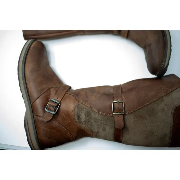 LL Bean Park Ridge Wool Lined Brown Leather Side Zip Tall Riding Boot 8 M womens