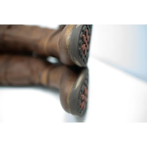 LL Bean Park Ridge Wool Lined Brown Leather Side Zip Tall Riding Boot 8 M womens