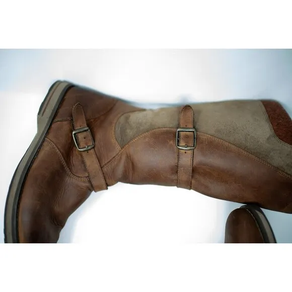 LL Bean Park Ridge Wool Lined Brown Leather Side Zip Tall Riding Boot 8 M womens