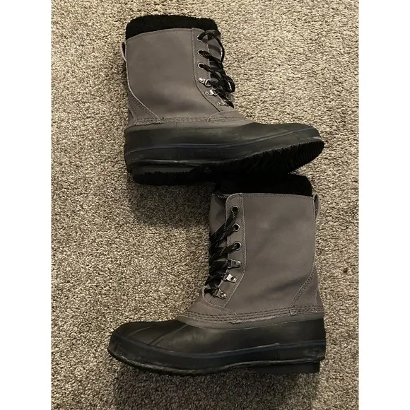 LL Bean Snow Insulated Boots 284892 Gray Sherpa Removable Lining Mens Size 9